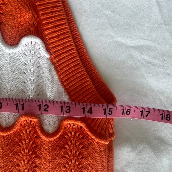 Tommy Hilfiger Women's Cotton Scallop-Stripe Sweater Tank Top sz L Cable Knit - Picture 9 of 11